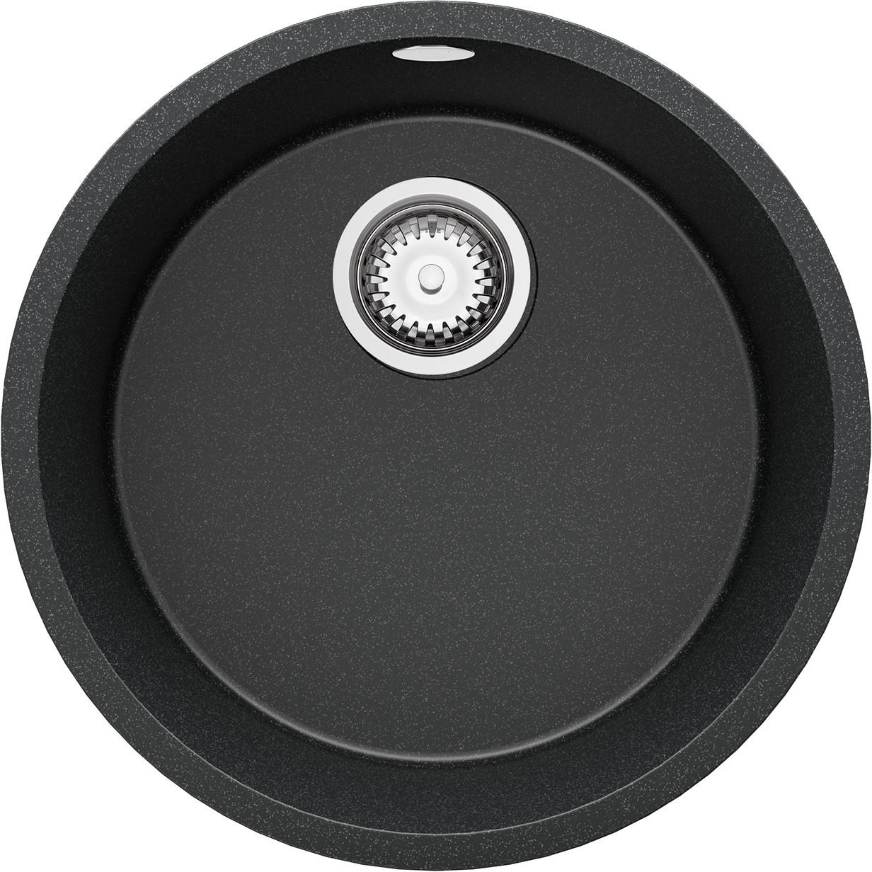 SPÜLBECKEN RUND Valletta Slim, 2-er set Anthrazit 46/46 cm 1 Becken + Ablauf-Set ab 50er Unterschrank - Chromfarben/Anthrazit, Kunststoff (46/20/46cm) - Primagran