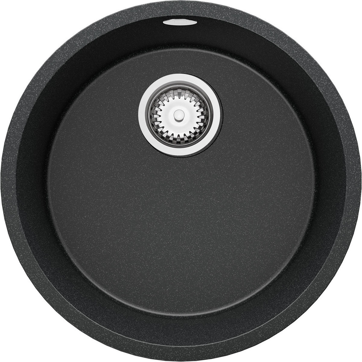 SPÜLBECKEN RUND Valletta Slim, 2-er set Anthrazit 46/46 cm 1 Becken + Ablauf-Set ab 50er Unterschrank - Chromfarben/Anthrazit, Kunststoff (46/20/46cm) - Primagran