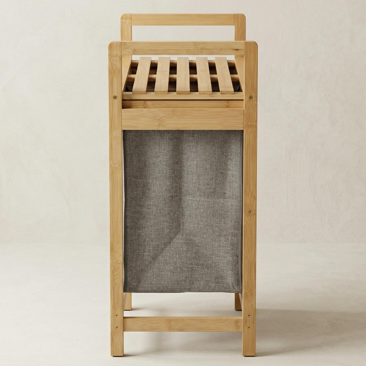 WÄSCHEKORB Bambus Tela 70 l 33/63/74 cm - Grau, Textil (63/74/33cm) - NUXIO