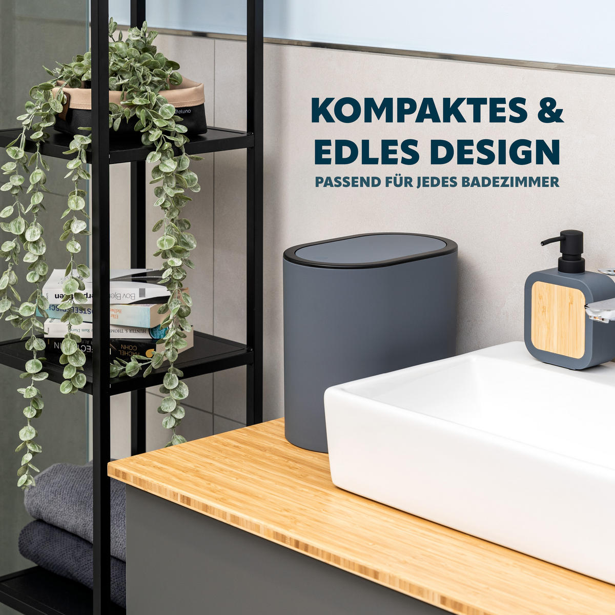 KOSMETIKEIMER 6 Liter, grau - Grau, Kunststoff (25.5/24.5/16.5cm) - eluno