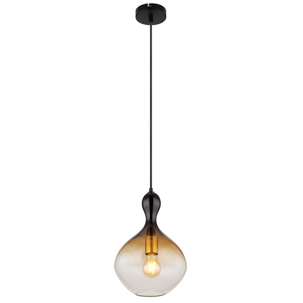 LED HÄNGELEUCHTE Metall Schwarz-Gold - Schwarz, Glas (23/23/120cm) - Globo Lighting
