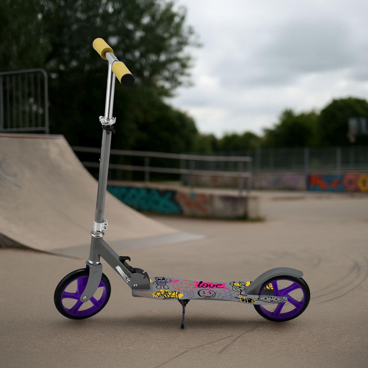 SCOOTER / Cityroller Graffity Grau - Grau, Metall (88/27/106cm) - Artsport