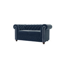 CHESTERFIELD-SOFA 2-sitzer mit Schlaffunktion Nyx Marineblau Samt - Dunkelblau/Braun, Holz/Textil (148/72/86cm) - S-Style Möbel