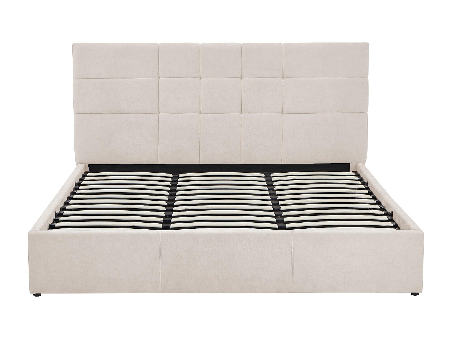 BETT mit Bettkasten - 2 Personen - Stoff - Beige - Beige, Textil (180/200cm) - Vente-Unique