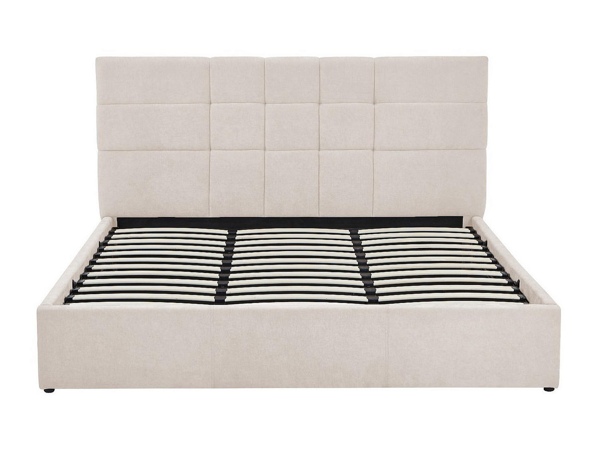 BETT mit Bettkasten - 2 Personen - Stoff - Beige - - Beige, Textil (180/200cm) - Vente-Unique