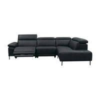 ECKSOFA Linus Echtleder mit 1 x Relaxfunktion Schwarz - Schwarz, Leder/Metall (262/220cm)