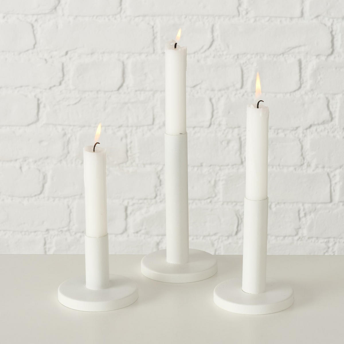 METALLKERZENHALTER 3er Set Malko - Weiß, Metall (9/16/9cm) - Boltze Home