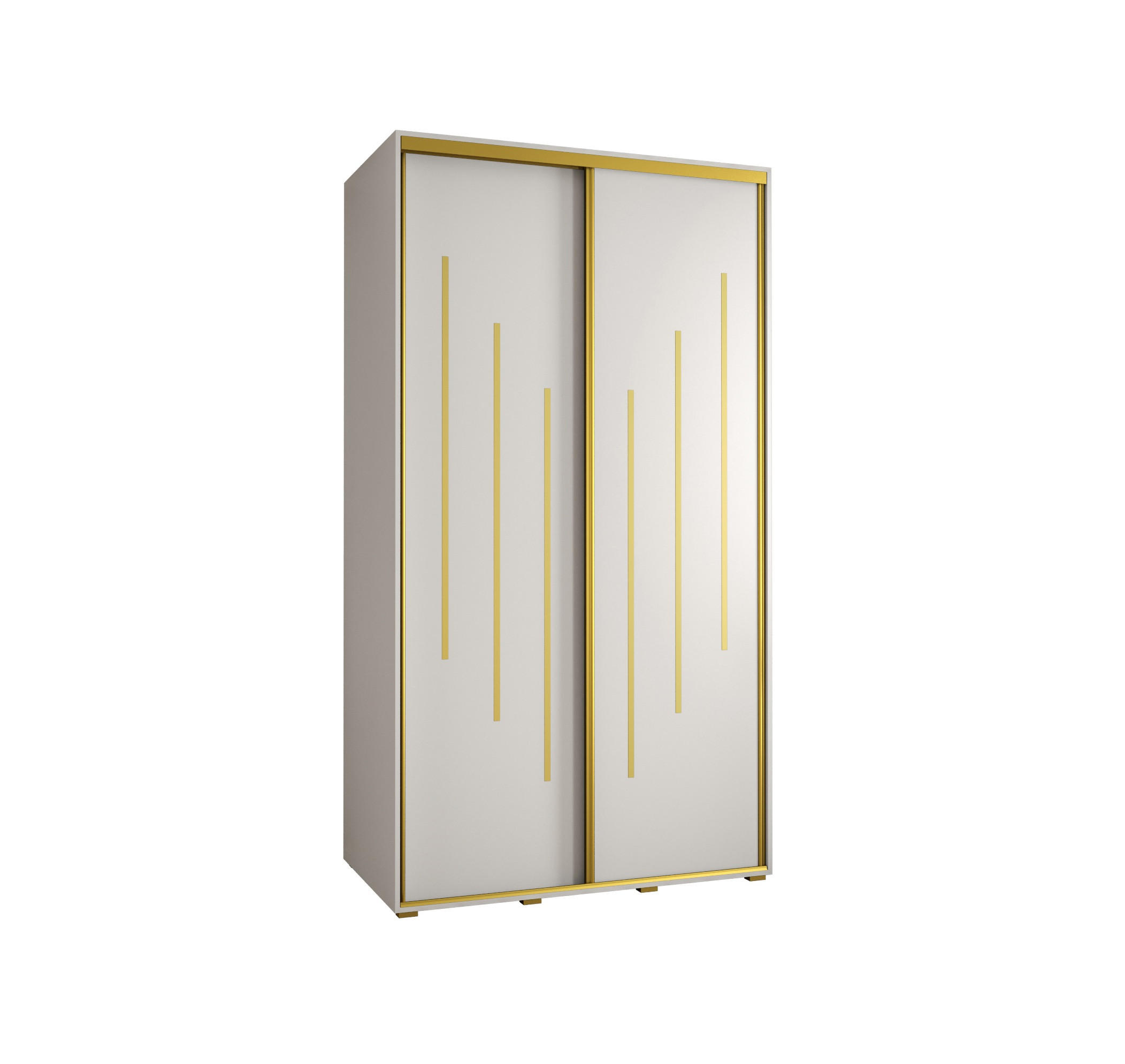 Abiks Möbel Schwebetürenschrank Weiß, Weiß, Gold 130x235x45 cm