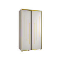 SCHWEBETÜRENSCHRANK 235,2/130/45 2-türig - Goldfarben/Weiß, Holz/Metall (130/235/45cm) - Abiks Möbel