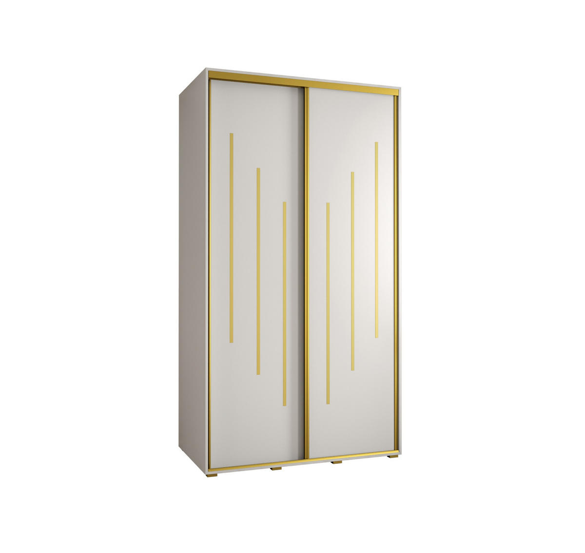 SCHWEBETÜRENSCHRANK 235,2/130/45 2-türig - Goldfarben/Weiß, Holz/Metall (130/235/45cm) - Abiks Möbel