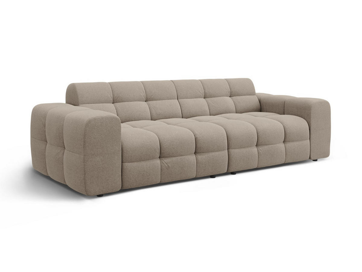 SOFA Kendal aus strukturiertem Stoff dunkelbeige 4 Sitzplätze - Mokka, Textil (255/79/103cm) - Micadoni