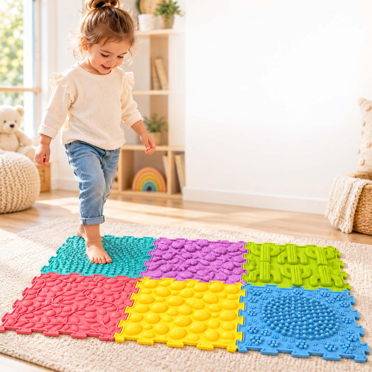 PODLOŽKY Barevné senzorické 6-dílná sada silikon - různobarevná, plast (24.5/24.5cm) - Relaxdays