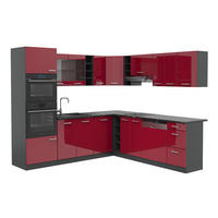 ECKKÜCHE R-Line Rot Hochglanz/Anthrazit 247 x 46 cm ohne Arbeitsplatte - Anthrazit/Rot, Holzwerkstoff (247/81.6/46cm) - Vicco