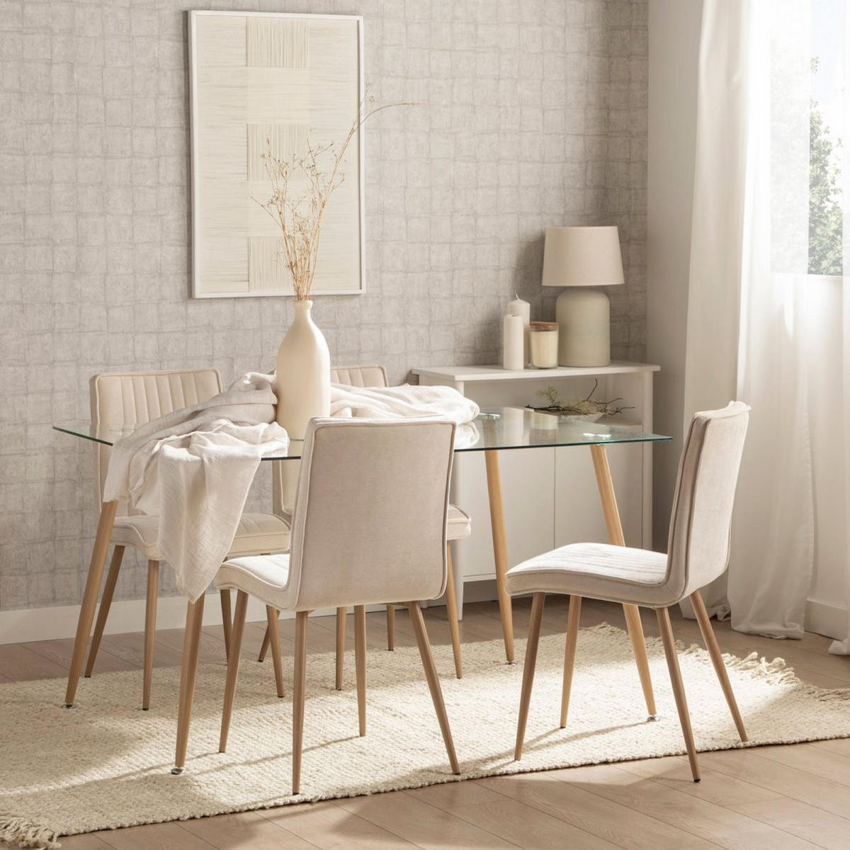 ESSZIMMERSTUHL Mika Beige 44 cm x 86 cm - Beige, Textil (44/86/57cm) - Klast Home