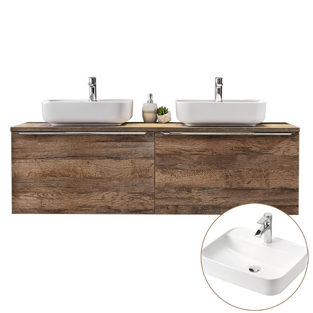 BADMÖBEL-SET 5-TLG. Puebla-56 - Braun, Holzwerkstoff (160/63/46cm) - Lomado