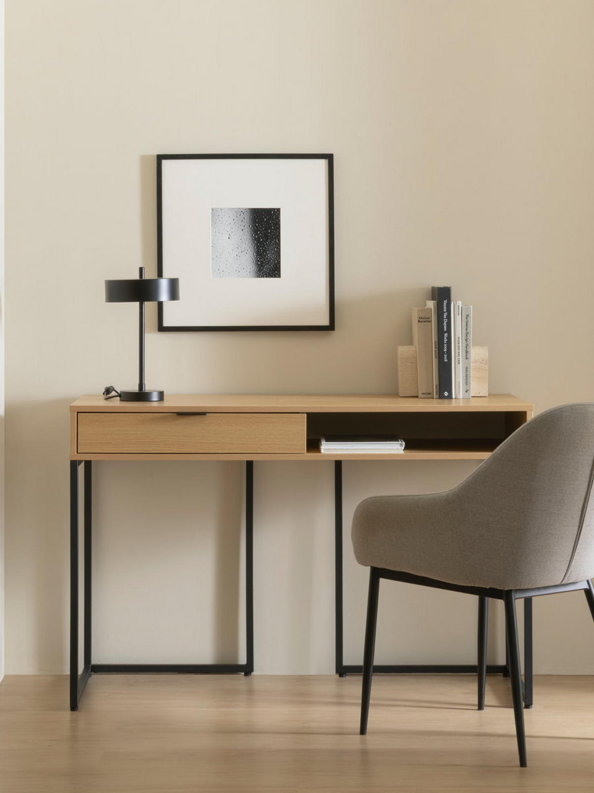 SCHREIBTISCH Bari Natur 50 x 120 - Schwarz/Braun, Holzwerkstoff (120/50/78cm) - Kenay Home