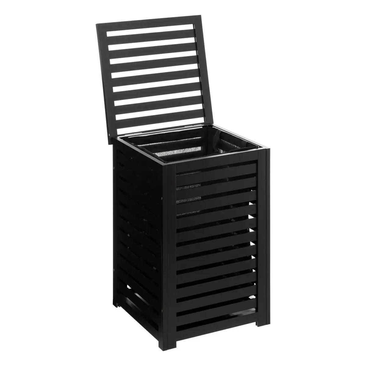 WÄSCHEKORB Bambus Sicela 40/38/58 cm - Schwarz, Holzwerkstoff (38/58/40cm) - 5five Simply Smart