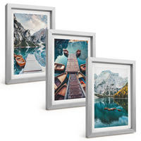 BILDER SET 3er Set - 20x30 cm Silberner Rahmen - See, Brücken, Berge - Silberfarben, Kunststoff (20/30cm) - TULUP