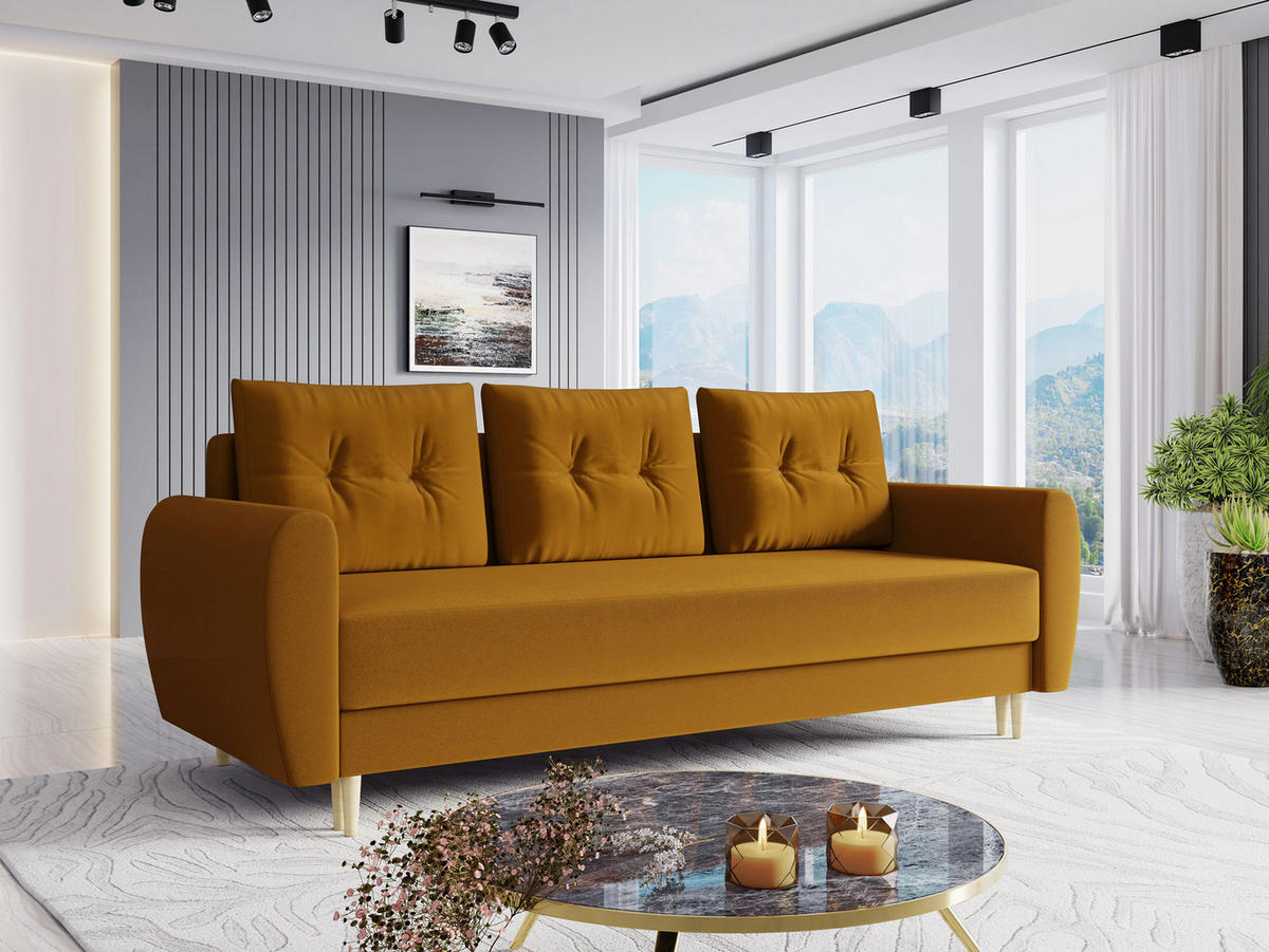 SCHLAFSOFA Palermo - Naturfarben/Braun, Holz/Textil (227/95/82cm) - MIRJAN24