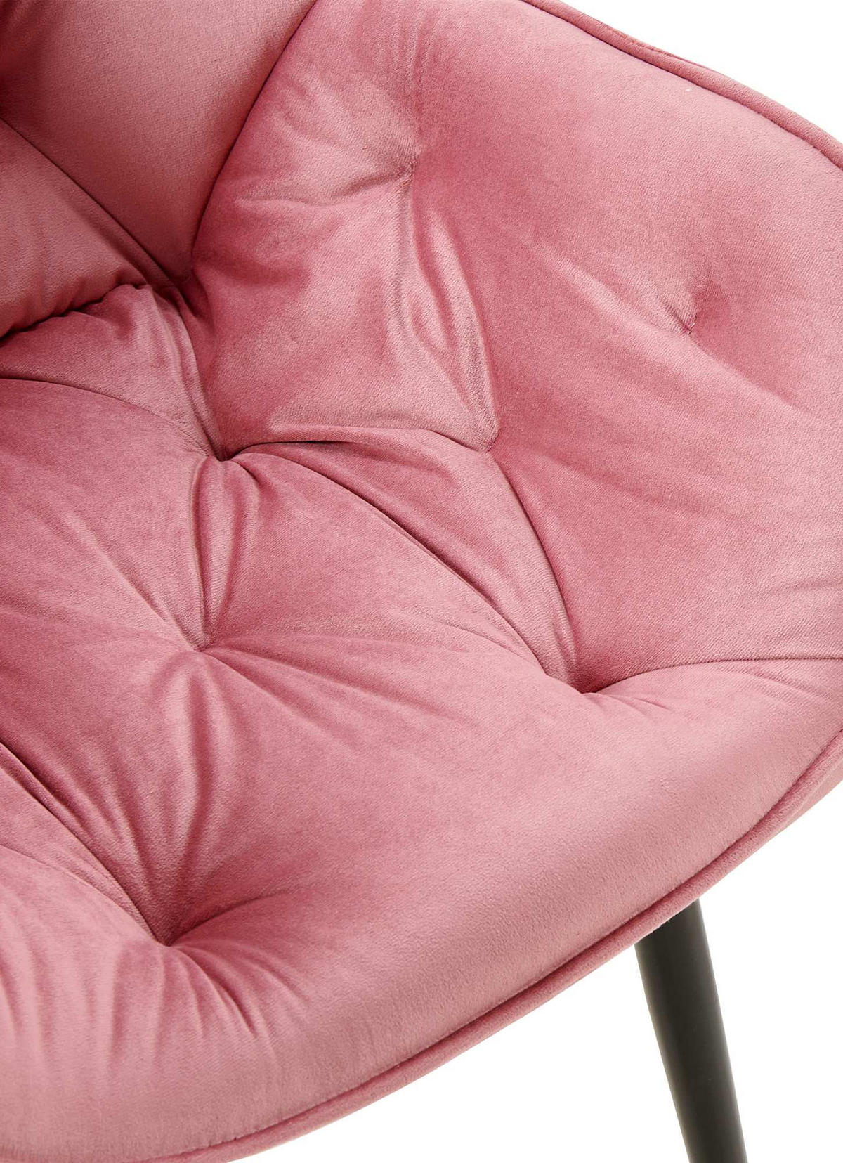ARMLEHNENSTUHL Samt rosa - Schwarz/Rosa, Textil/Metall (58/83/62cm) - CLP