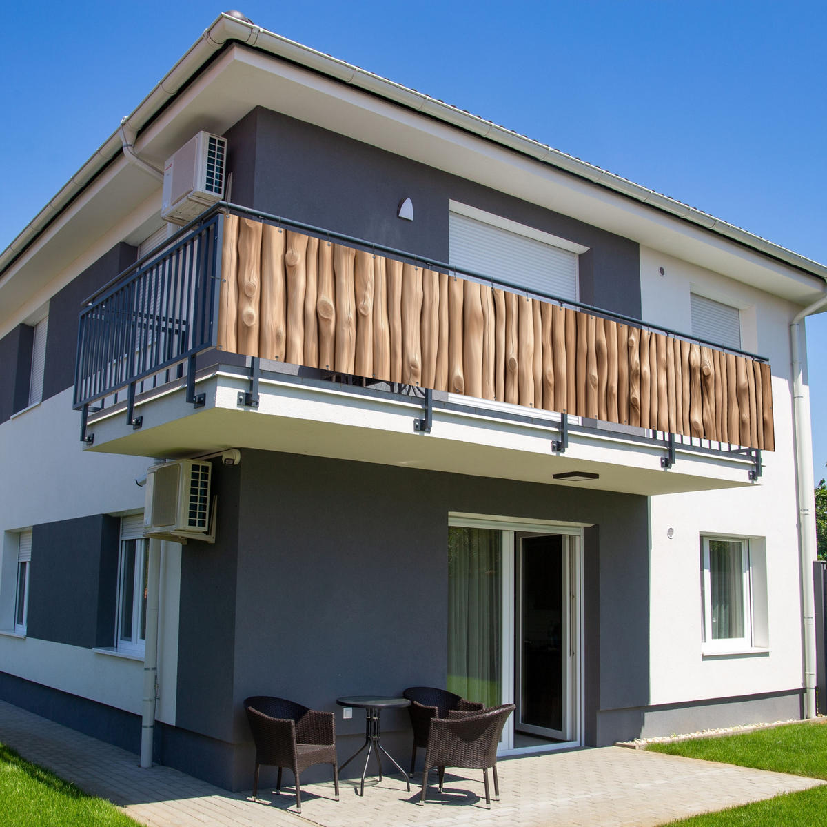 BALKON-SICHTSCHUTZ Holz - Stiel - Hellbraun - Ahornfarben, Kunststoff (500/100cm) - MuchoWow