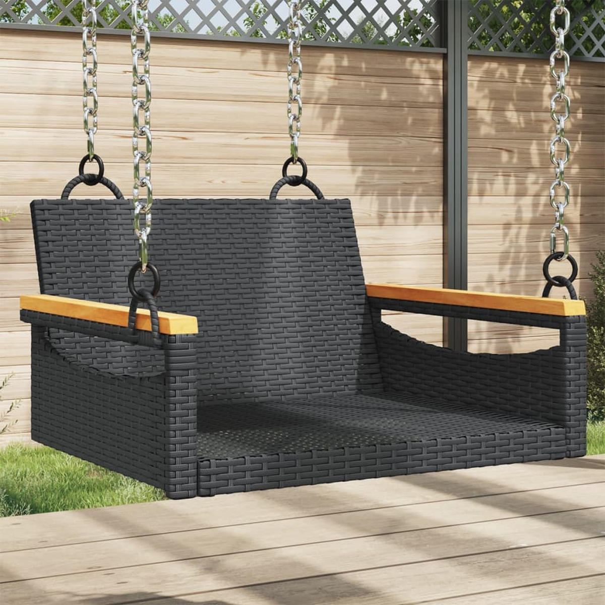 HÄNGESESSEL Schwarz 63x62x40 cm Poly Rattan - Schwarz, Kunststoff (63/40/62cm) - furnicato