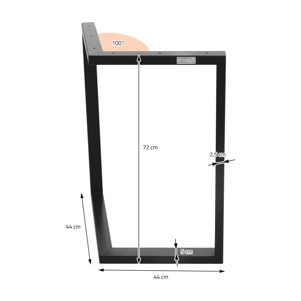 TISCHGESTELL - Schwarz, Metall (44/72/44cm) - ML-DESIGN