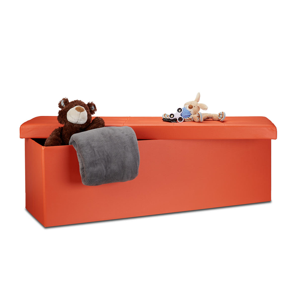 FALTBARE Sitzbank - Orange, Holzwerkstoff/Kunststoff (38/38/114cm) - Relaxdays