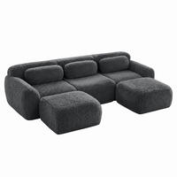 SOFA modular U-Form extrabreit Plüsch Grey - Grau, Kunststoff (179/73/291cm) - Meubliv