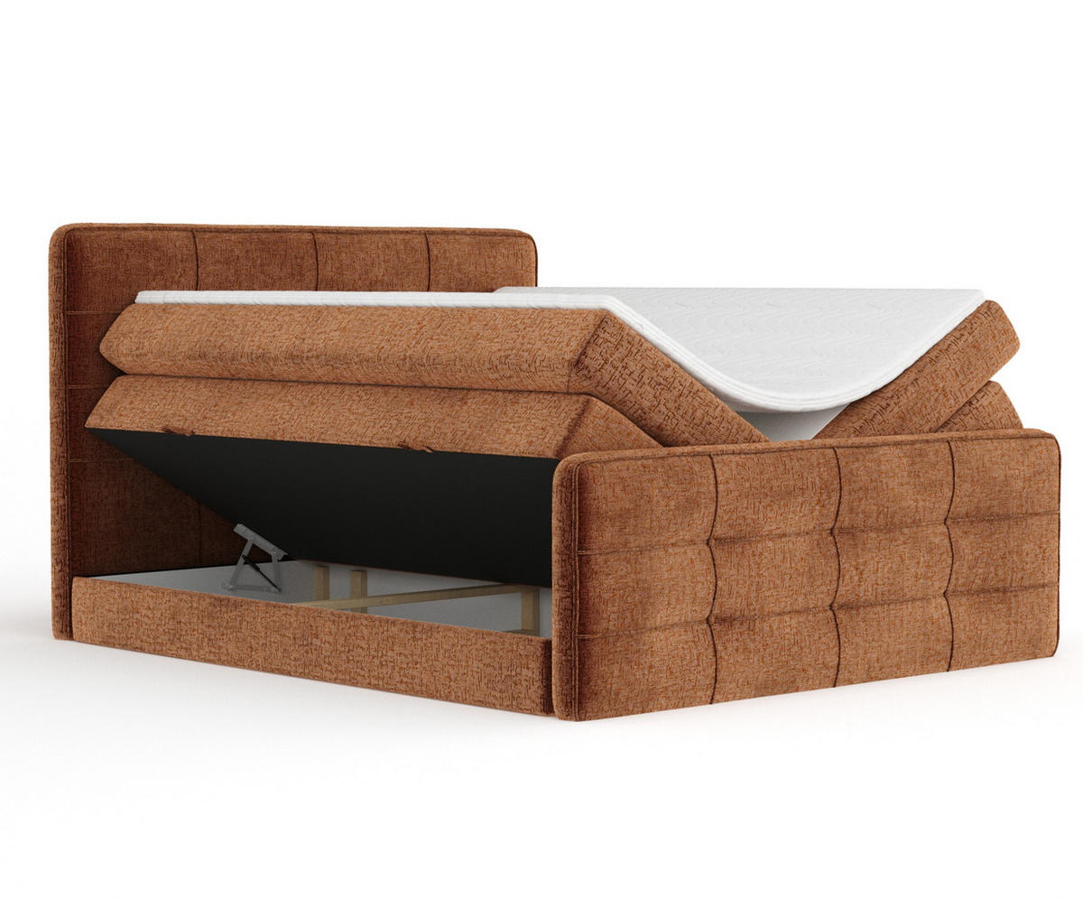 BOXSPRINGBETT Semplice Kupferfarbe 140/200 cm - Schwarz/Kupferfarben, Holz/Holzwerkstoff (140/200cm) - Maison de Reve
