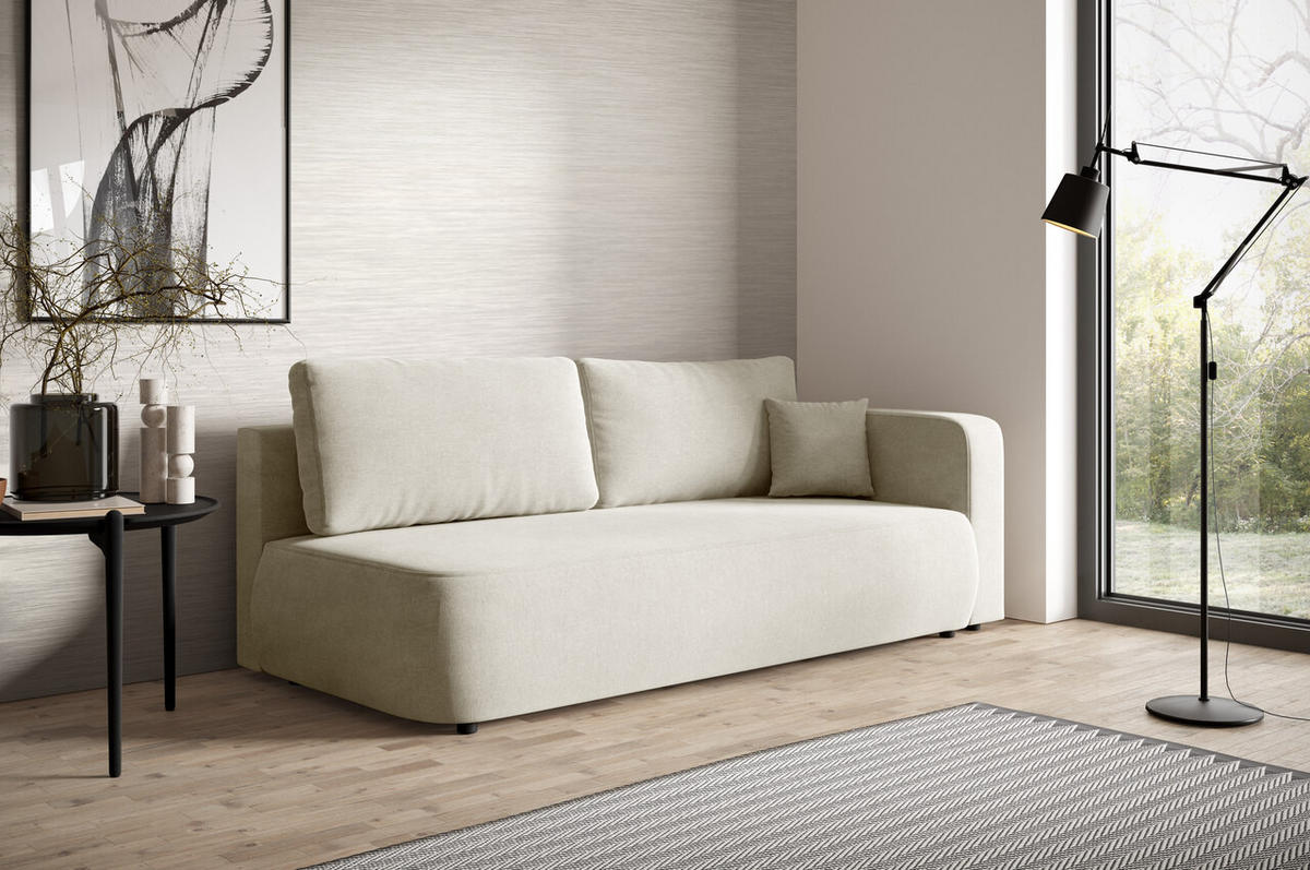 SCHLAFSOFA mit Bettkasten Weiß - Schwarz/Weiß, Holz/Holzwerkstoff (228/82/106cm) - Furnisell
