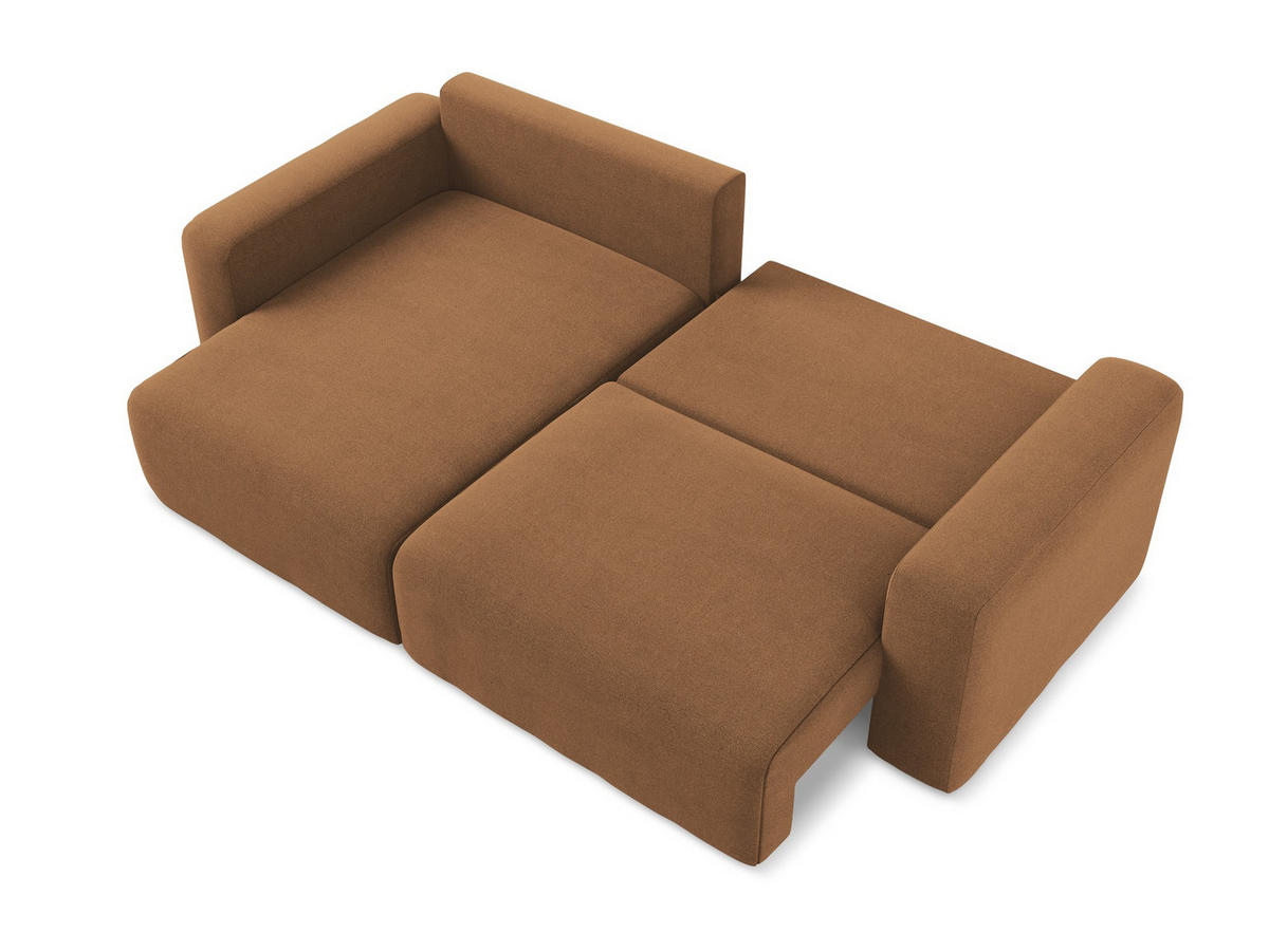 ECKSOFA mit Schlaffunktion links Strukturstoff Stoff Orange - Beige/Terra cotta, Kunststoff/Textil (149/244cm) - Makamii