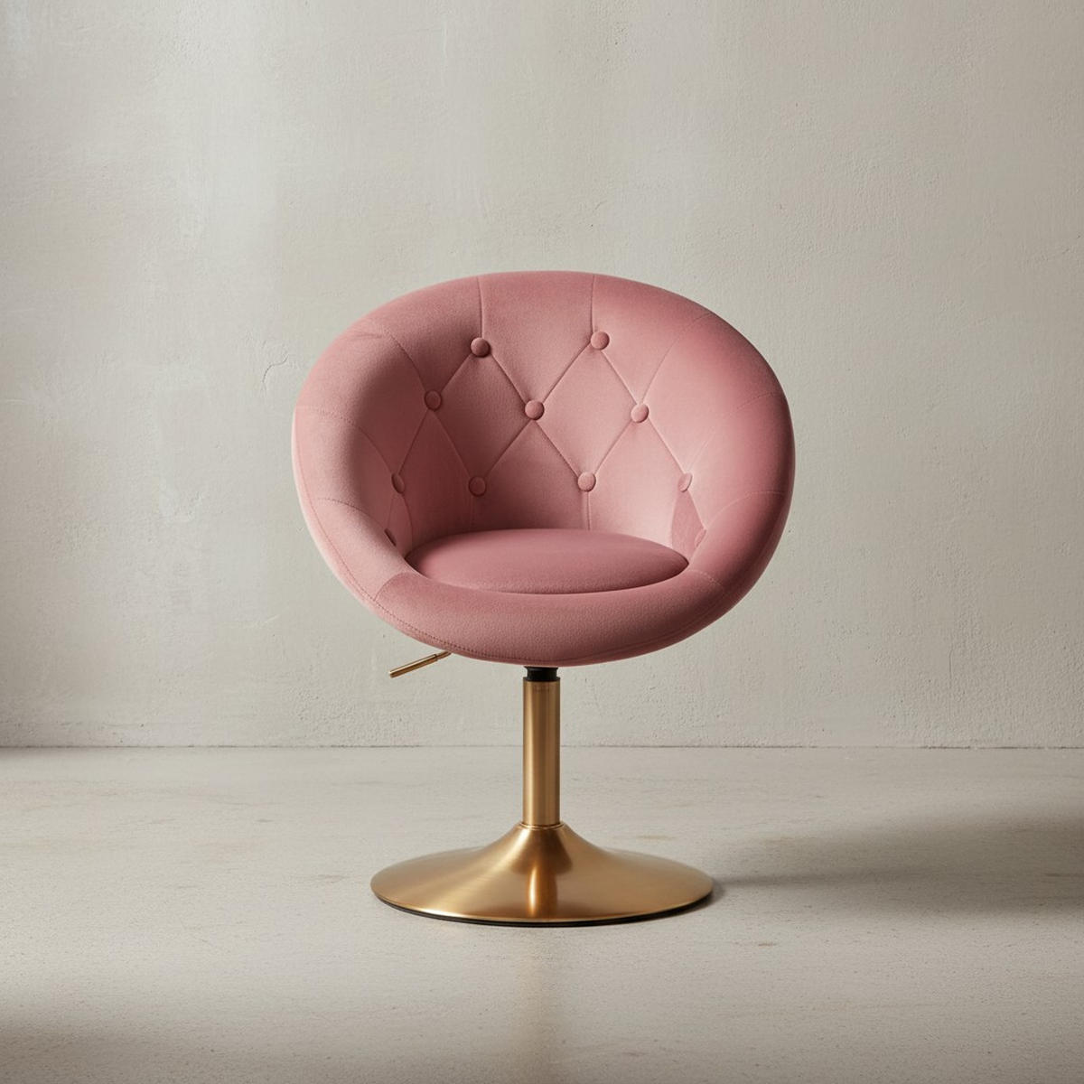 LOUNGESESSEL Chesterfield-Stil mit Samtbezug und 360° Drehfunktion, Rosa 67x62x100 cm - Pink/Goldfarben, Textil/Metall (67/100/62cm) - KADIMA DESIGN