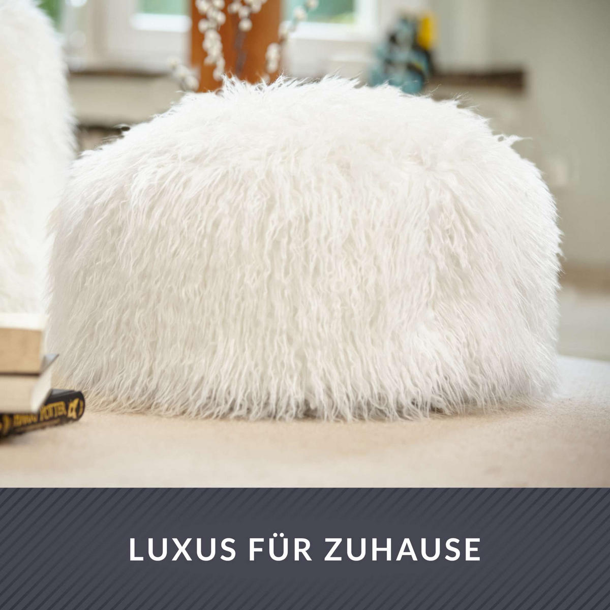 SITZSACK-HOCKER Pouf "FELLOPTIK" 45x25cm - Beige, Textil (45/25/45cm) - Green Bean