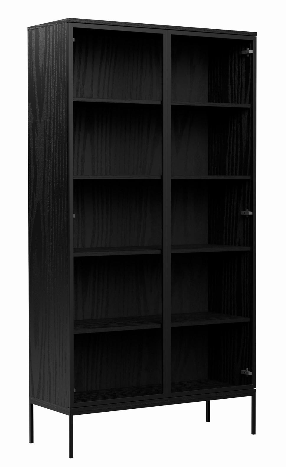 VITRINE Schwarz Industrial Mit Glastüren Auf Metallbeinen - Schwarz, Holzwerkstoff (100/190/41cm) - Sepro Meble