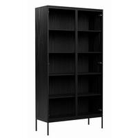 VITRINE Schwarz Industrial Mit Glastüren Auf Metallbeinen - Schwarz, Holzwerkstoff (100/190/41cm) - Sepro Meble
