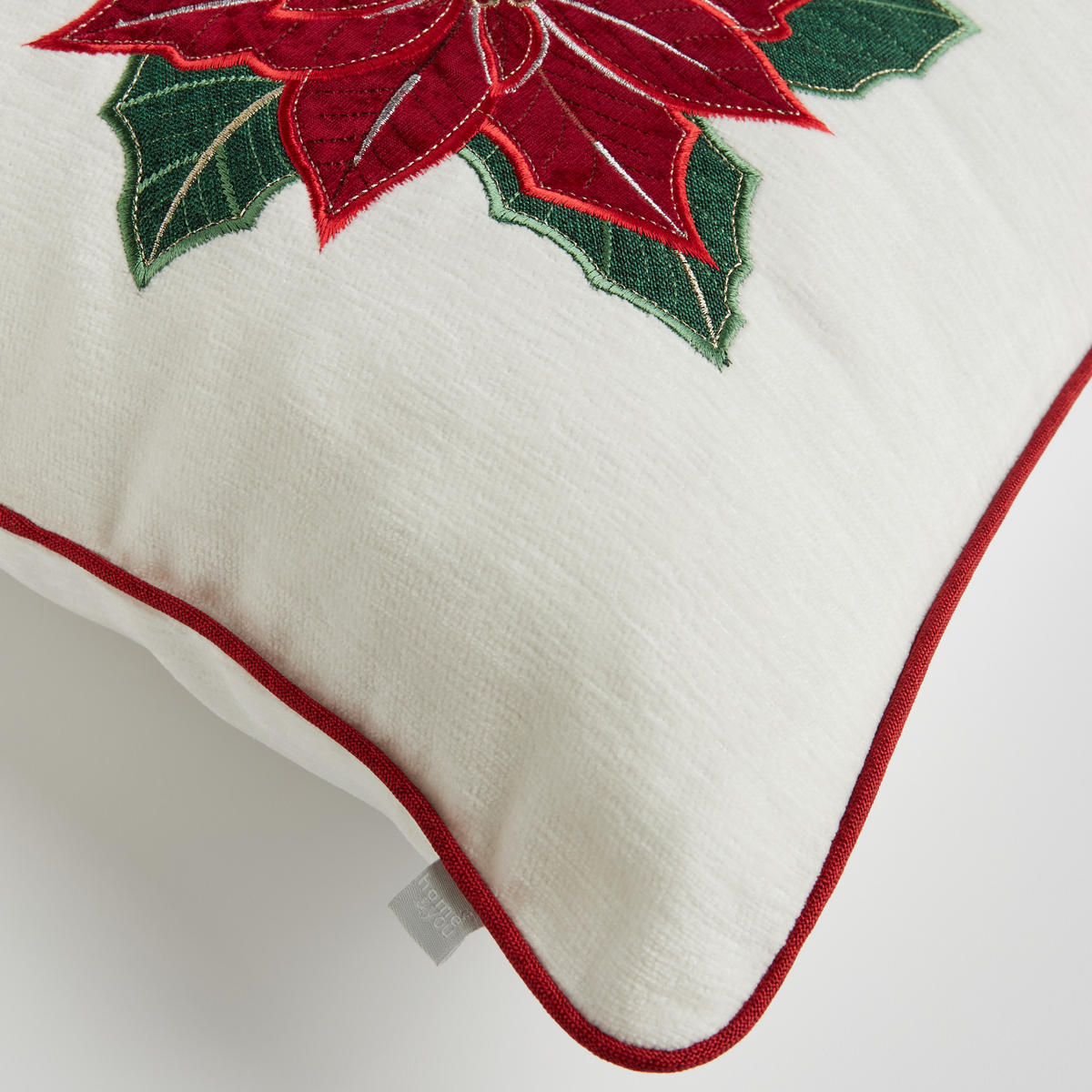 KISSENBEZUG Poinsettia, 45x45cm, Rot, Weihnachten Kissenhülle, Weihnachtsdeko, Christmas, Weihnachtsmotiv Sofakissen Dekokissenbezuge - Rot, Kunststoff (45/45cm) - home&you