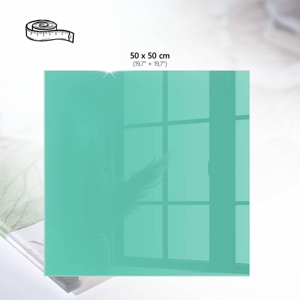 TISCHPLATTE 50x50 cm – Starke Minze - Blau, Glas (50/50/0.4cm) - Wallfluent
