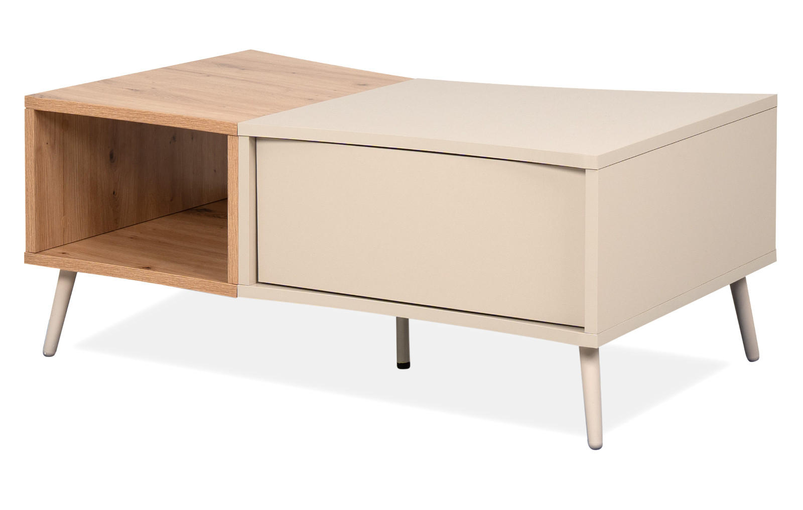 COUCHTISCH Kaschmir, Eiche Artisan 94 x 60 cm, Wohnzimmertisch mit Stauraum - Kaschmir/Eiche Artisan, Holzwerkstoff (60/94/40cm) - Furn.Design