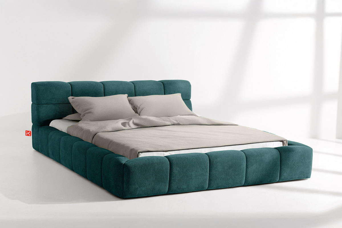 POLSTERBETT AERI 140/160/180/200 mit Rahmen und Bettkasten, blau - Blau, Holz/Holzwerkstoff (200/200cm) - KONSIMO®