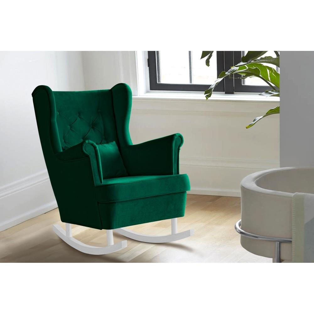 SCHAUKELSTUHL Fabio grün mit Weiß Beinen - Dunkelgrün/Weiß, Textil (82/103/108cm) - Beautysofa