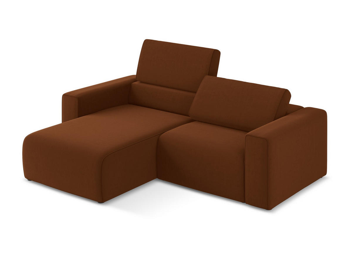 ECKSOFA Links Samt Stoff Orange - Rot/Terra cotta, Kunststoff/Textil (167/224cm) - Makamii