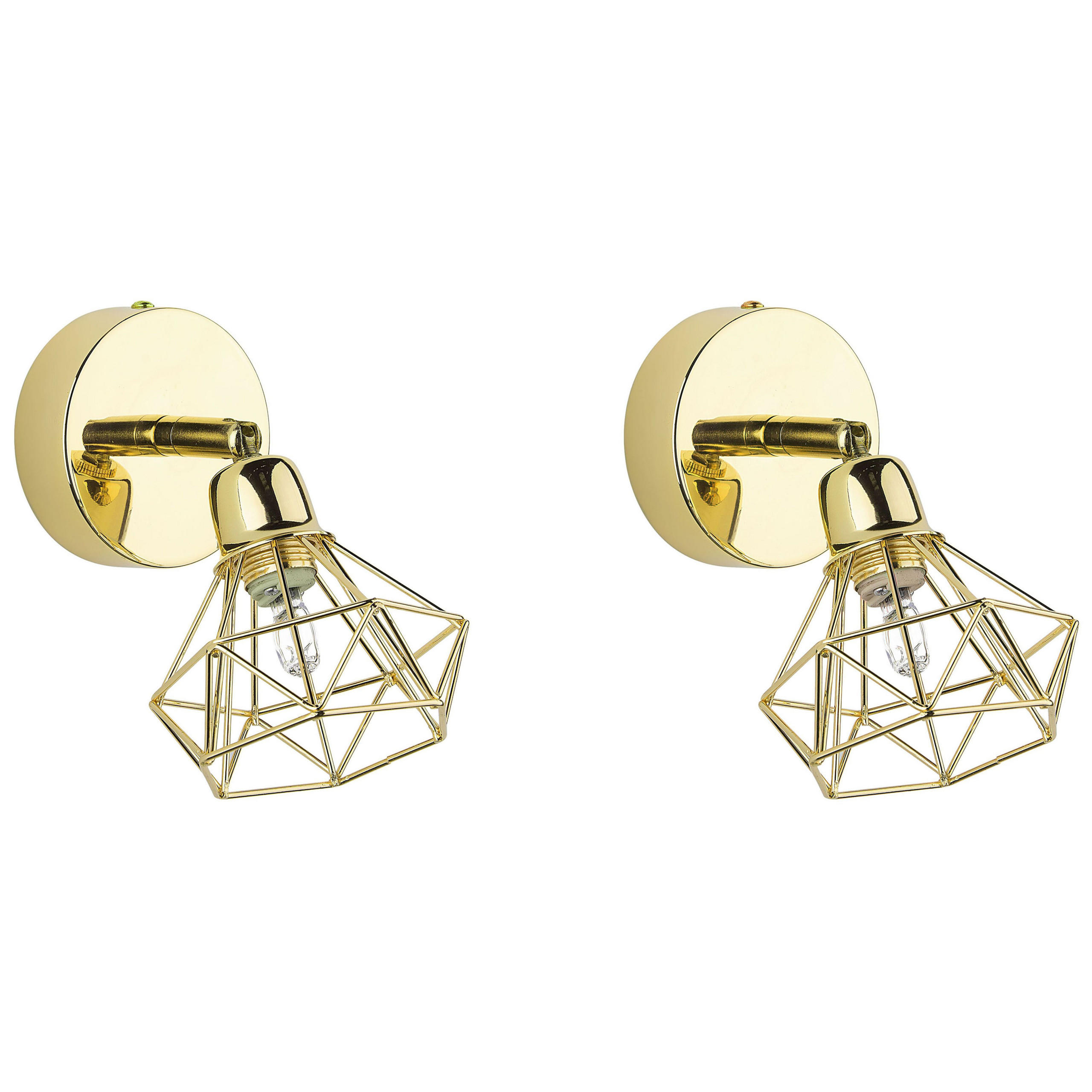 WANDLEUCHTE 2er-Set Erma 16/10/16 cm - Goldfarben, Metall (10/16/16cm) - Beliani