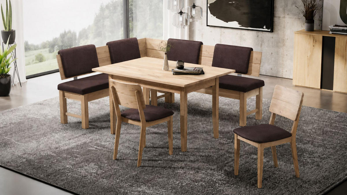 ECKBANKGRUPPE Modern Dyan 2 für 7 Personen Massivholz Wildeiche/Braun - Wildeiche/Braun, Holz (167/85/192cm) - 58aufmkessel