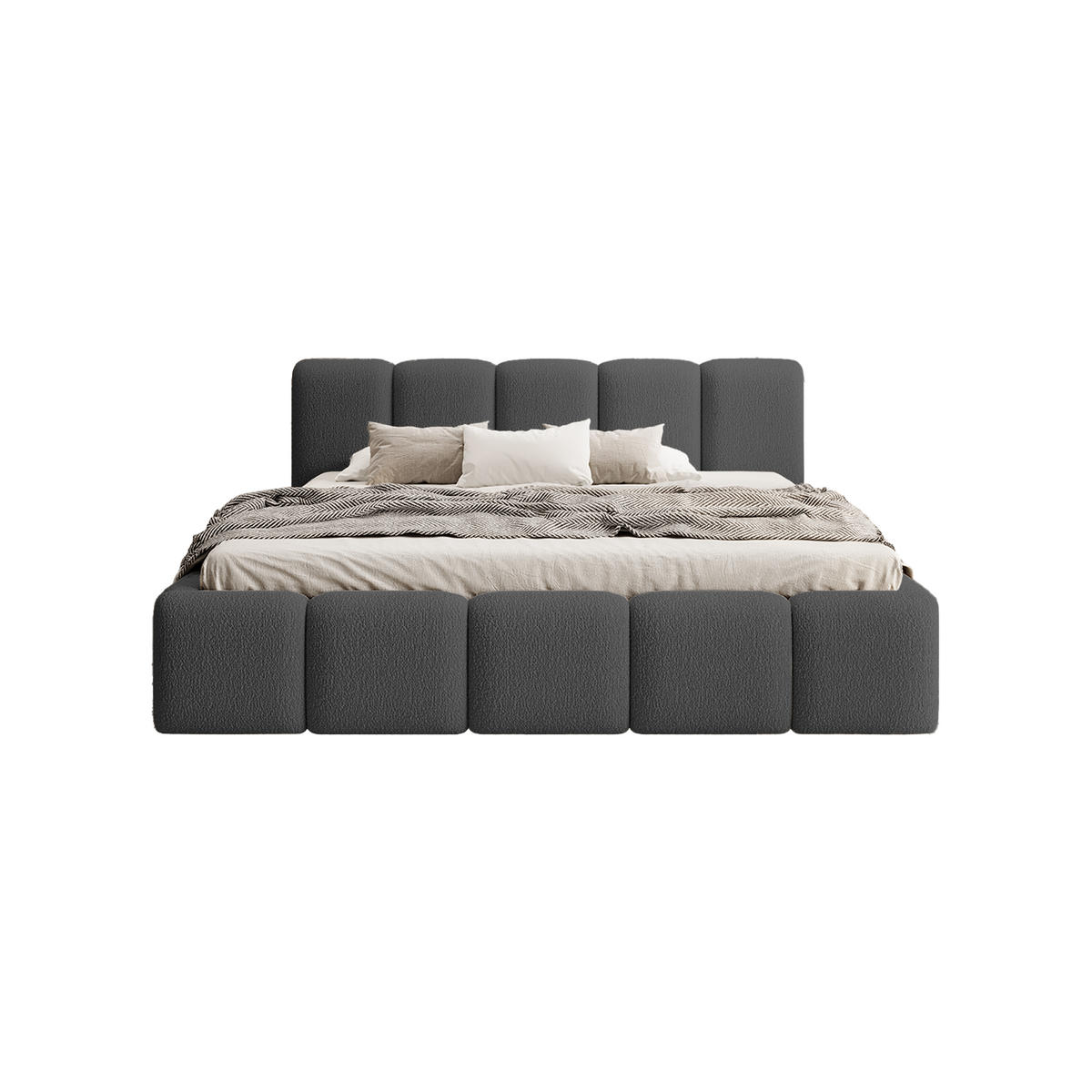 POLSTERBETT MOTSERRAT 200x200 cm, Graphit - Graphitfarben, Textil (200/200cm) - Fedve