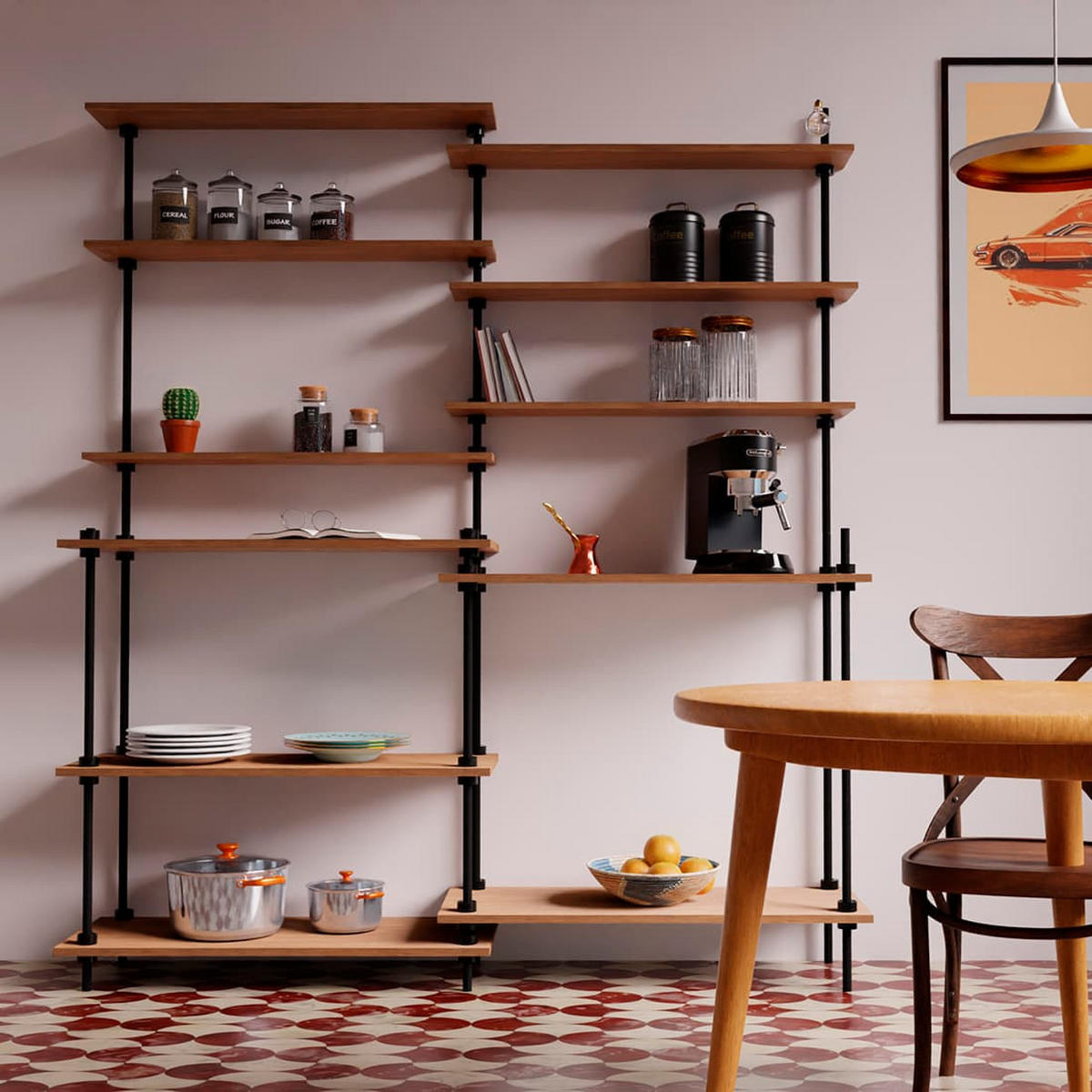 REGALSYSTEM: Standregale 185x160x17,5/35 - Eiche San Remo, Metall (160/185/35cm) - AR Shelving