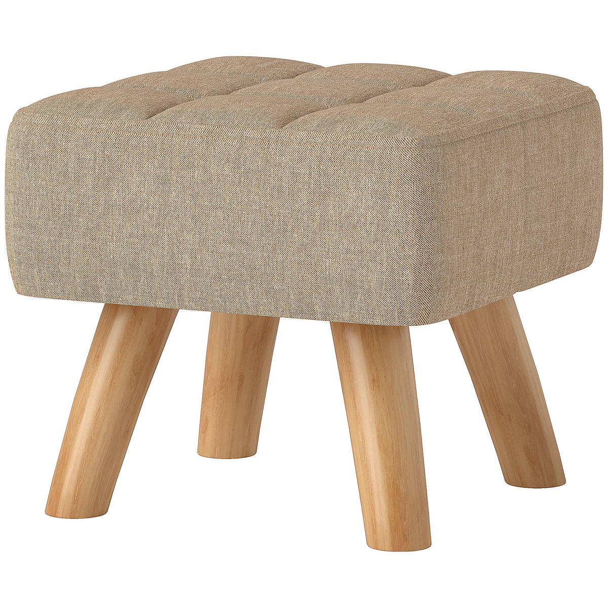 HOCKER DE-16390 gepolstert mit Holzbeinen Hellbraun - Braun, Textil (27/26/27cm) - ComfortXL