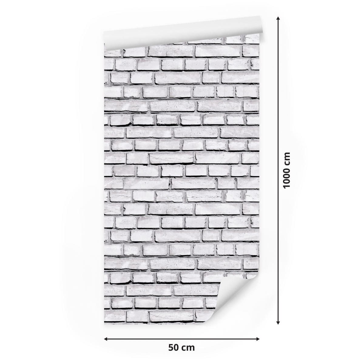 VLIESTAPETE Ziegelmauer in 3D-Optik – Hellgrau, Weiß – 50x1000 cm - Hellgrau/Weiß, Papier (50/1000cm) - Muralo