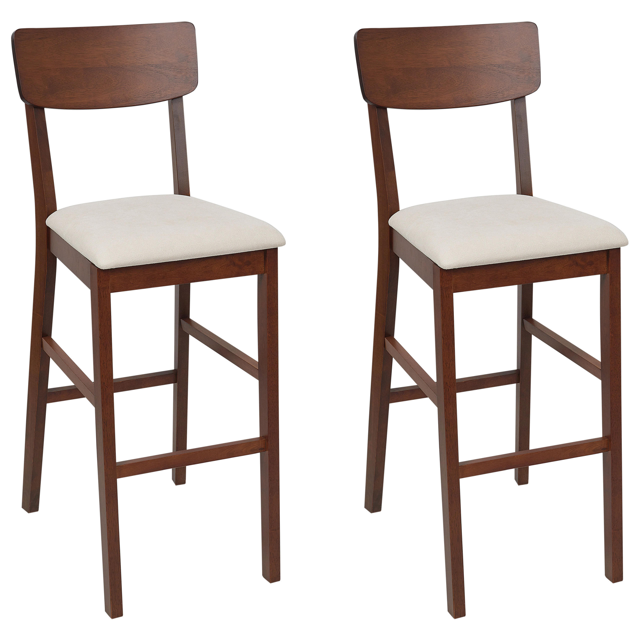 BARSTUHL 2er-Set Dunkelbraun/Beige Ambler - Beige, Holz (44/113/53cm) - Beliani