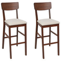 BARSTUHL 2er-Set Dunkelbraun/Beige Ambler - Beige, Holz (44/113/53cm) - Beliani